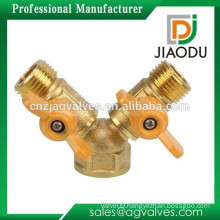 Brass 2 Way Y Piece Tap Connector Outlet for Two Hoses with Separate Valves